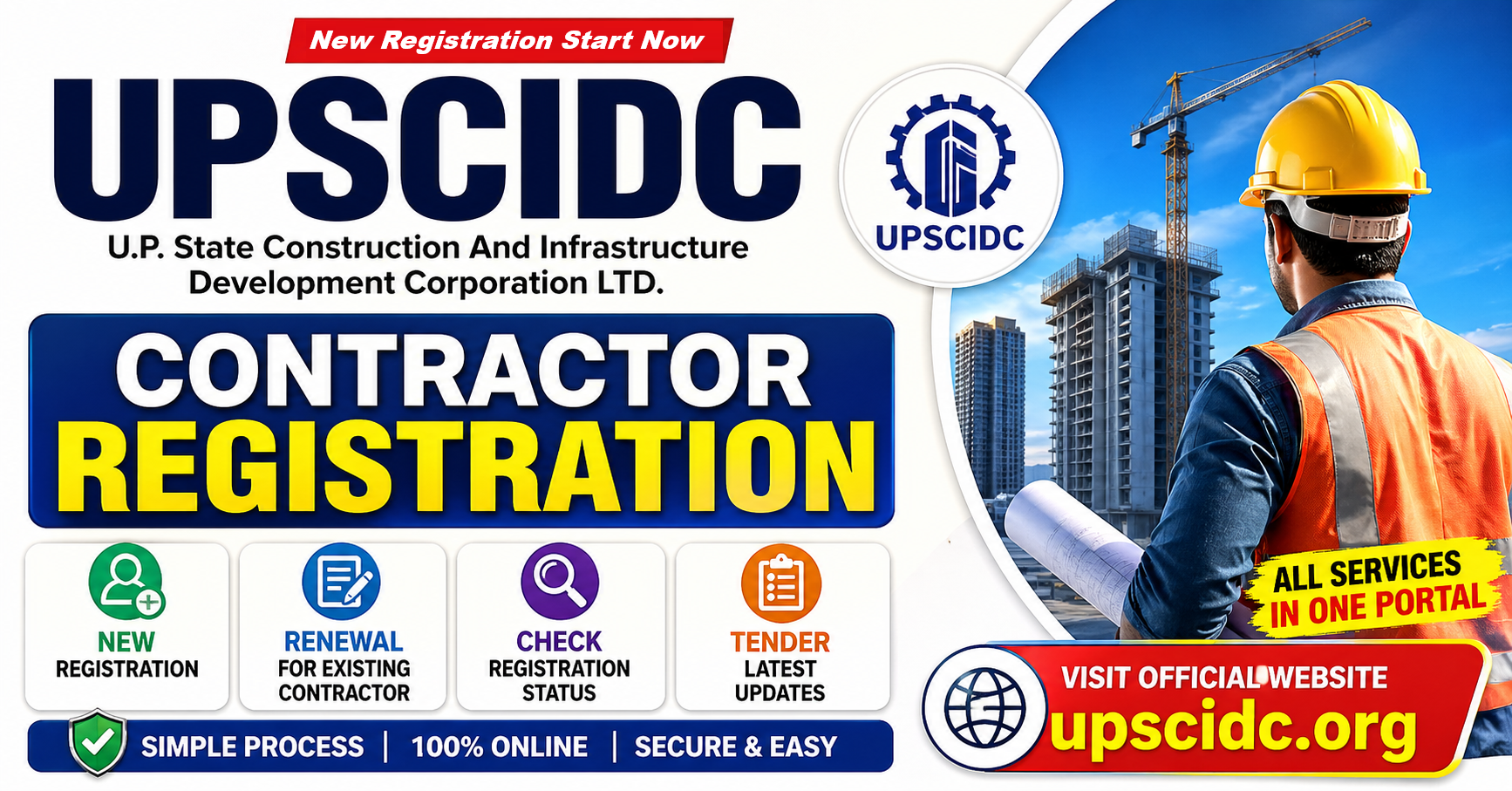 UPSCIDC - Contractor New Registration, Renewal Existing Contractor, Check Status & Tender Details